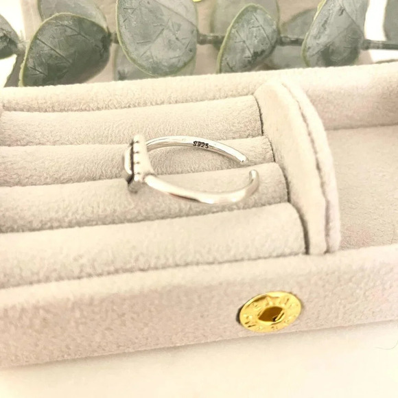 925 Sterling Silver Minimalist Ring Geometric Ring Stackable Ring Band - Picture 8 of 11